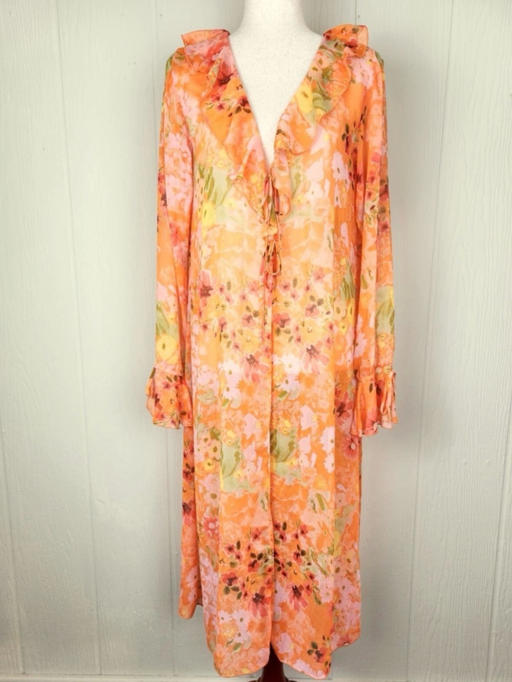 ๐ Wild Fable Orange Floral Ruffle Cover-Up XL ๐ - Picture 7 of 14